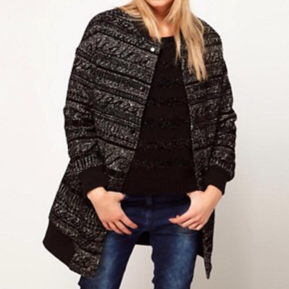 ASOS Lauren McCalmont Black White Winter Coat